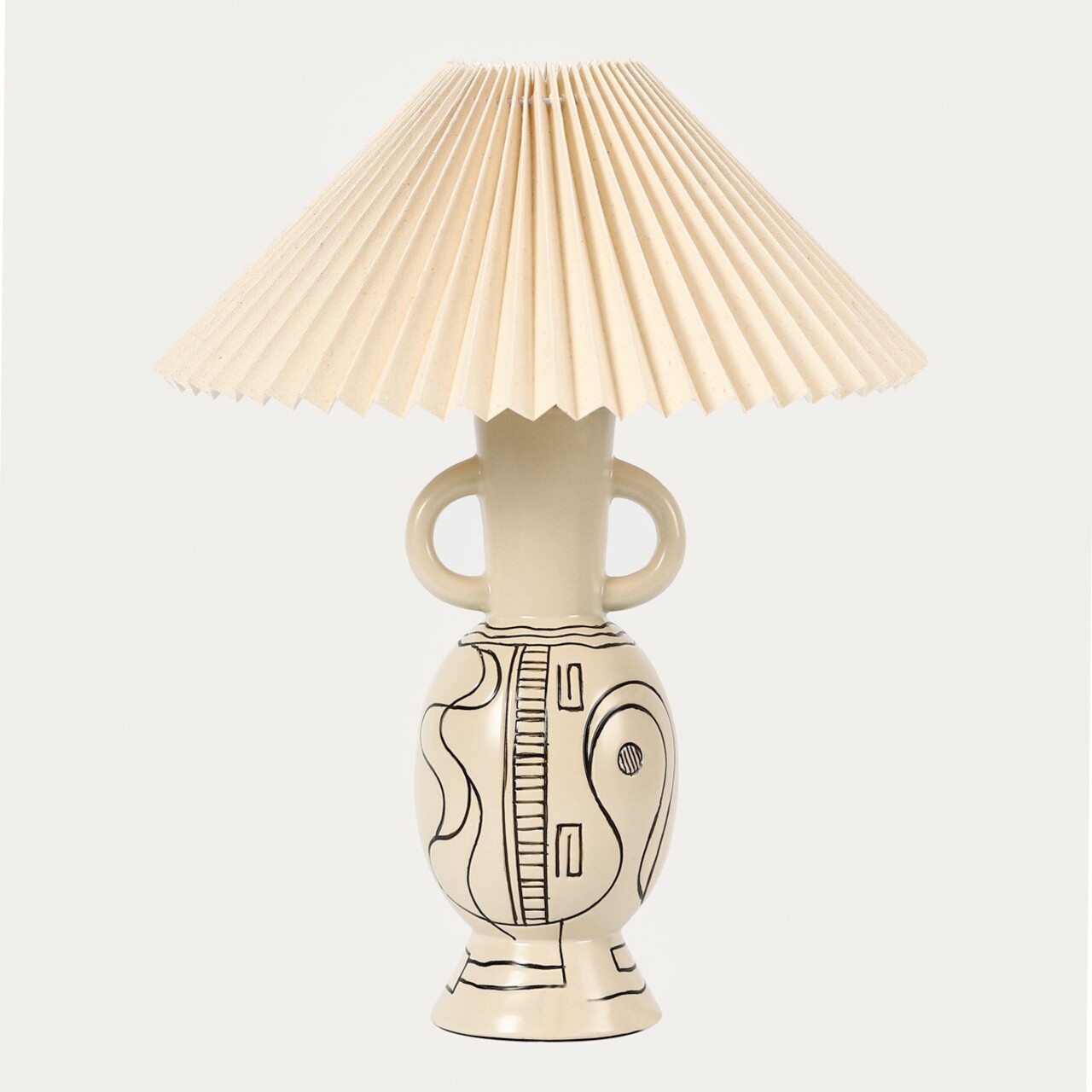 Lampa de masa Teta, Homla, 35.5x44 cm, 60W, 1x E27, ceramica/bumbac, bej - imagine 3
